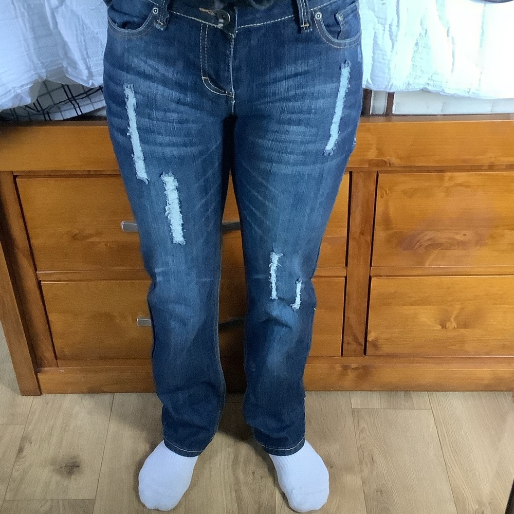Vintage Havana Dark Blue Distressed Jeans